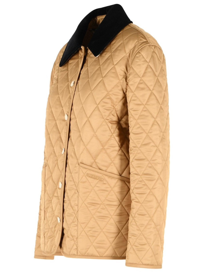 Burberry 'Dranefeld' Quilted Country Jacket In 'Camel' Brown Polyester