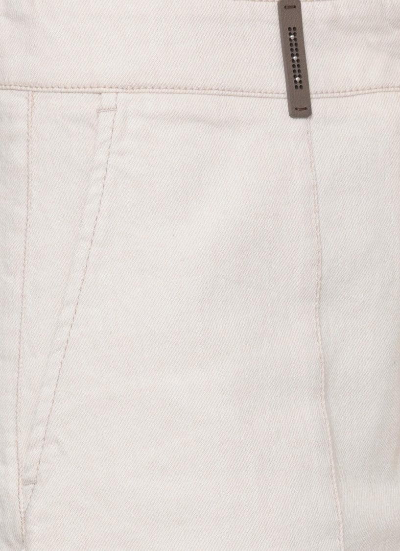 Peserico Ivory Cotton-Blend Straight-Leg Pants