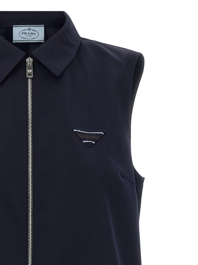 Prada Flared Black Poplin Chemisier Mini Dress