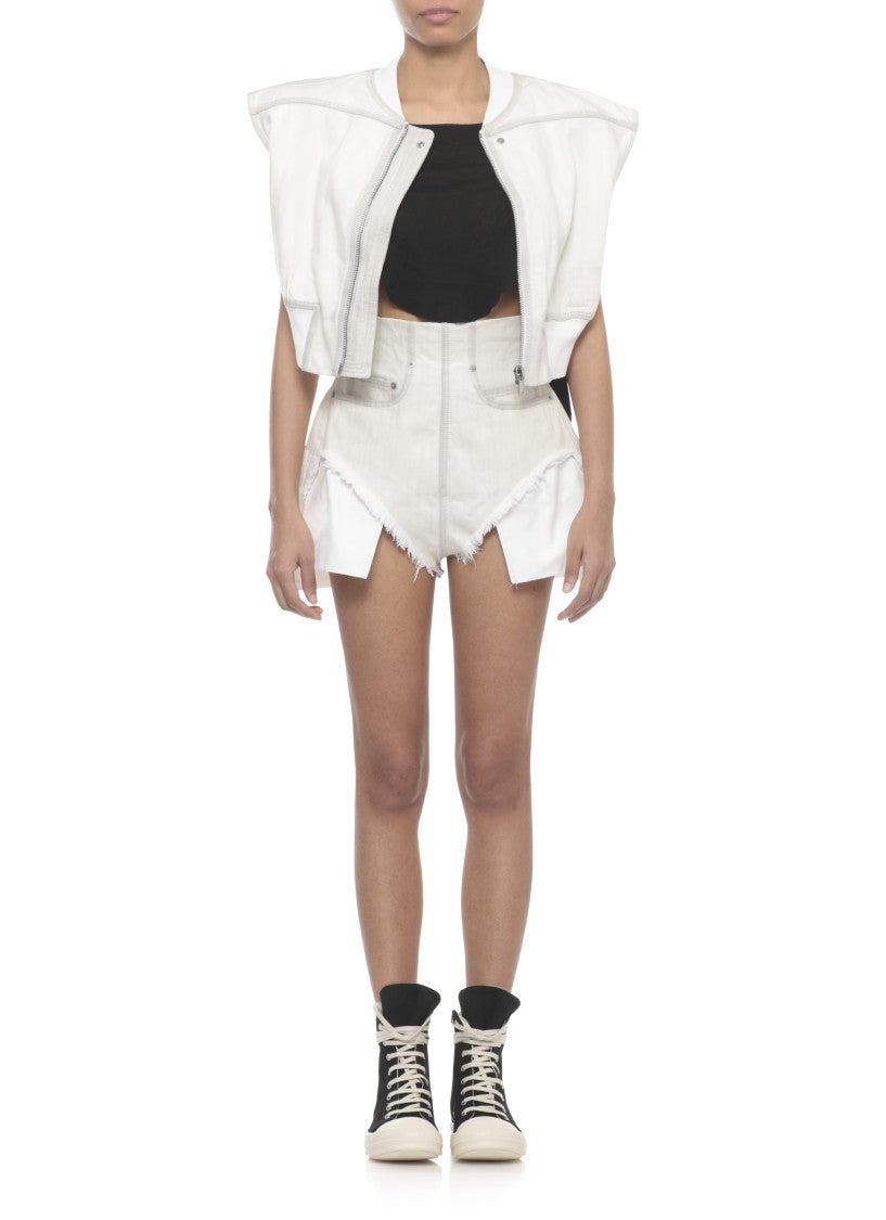 Drkshdw By Rick Owens Black Lace Detail Cotton Tank Top