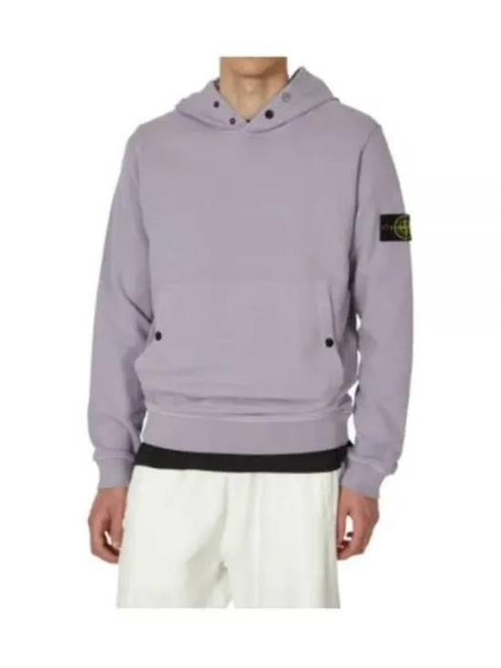 Stone Island Relaxed Fit Purple Hoodie With Drawstring Hood And Logo Patch
