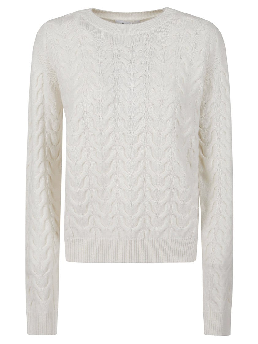 Max Mara Intricate Cable-Knit Sweater With Classic Crew Neckline
