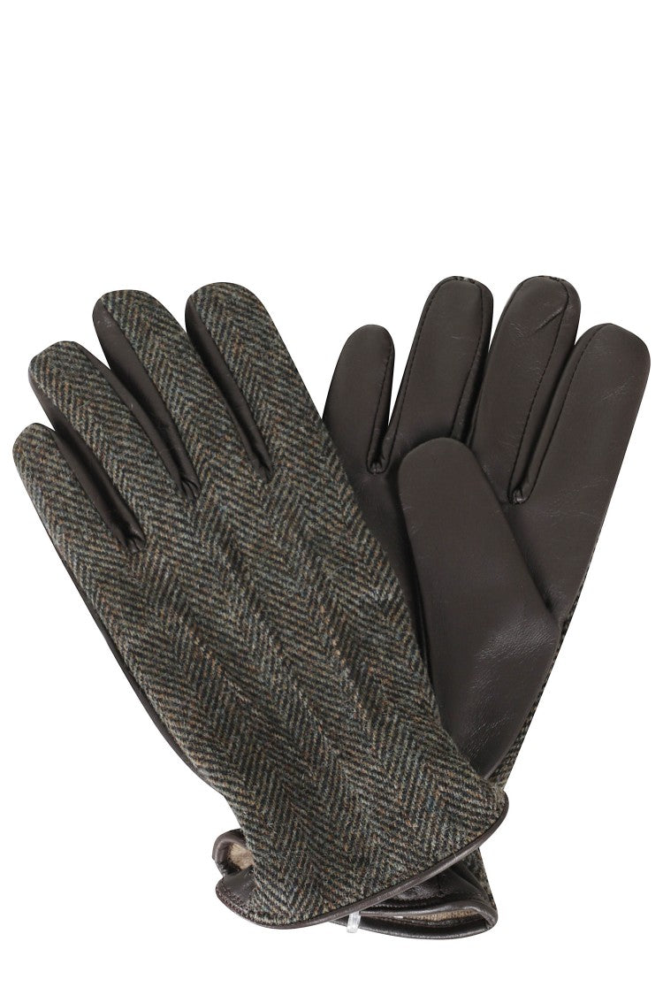 Gran Sasso Green Touch Nappa Leather Shetland Wool Gloves