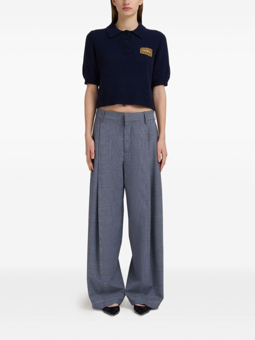 Marni Checked Wide-Leg Trousers With Front Pleats And Concealed Zip
