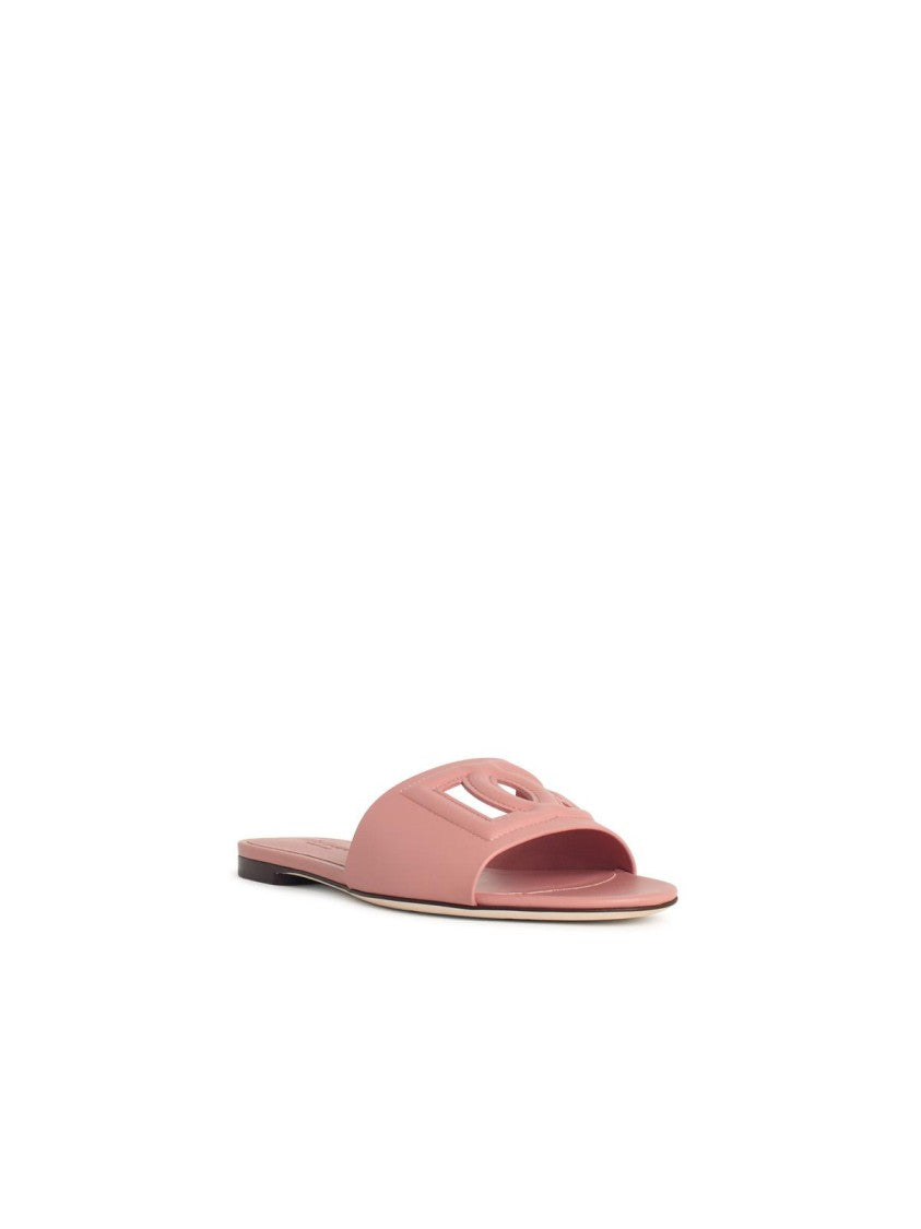 Dolce & Gabbana Pink Leather Slippers