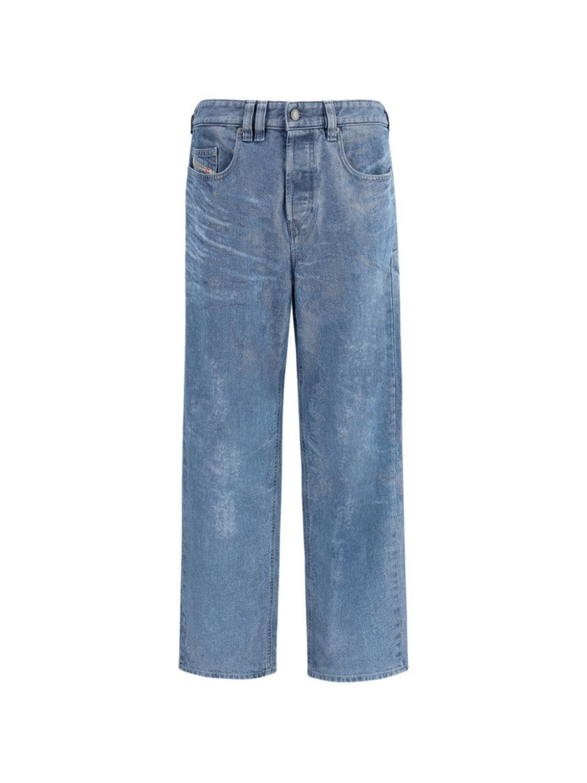 Diesel Denim Blue Silk And Nylon Jeans