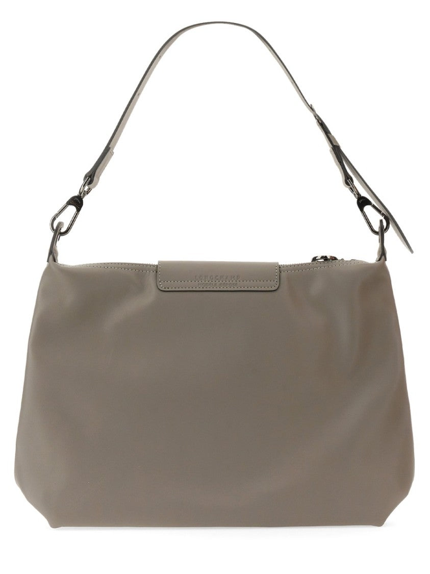 Longchamp Medium Smooth Leather Hobo Bag With Adjustable Strap