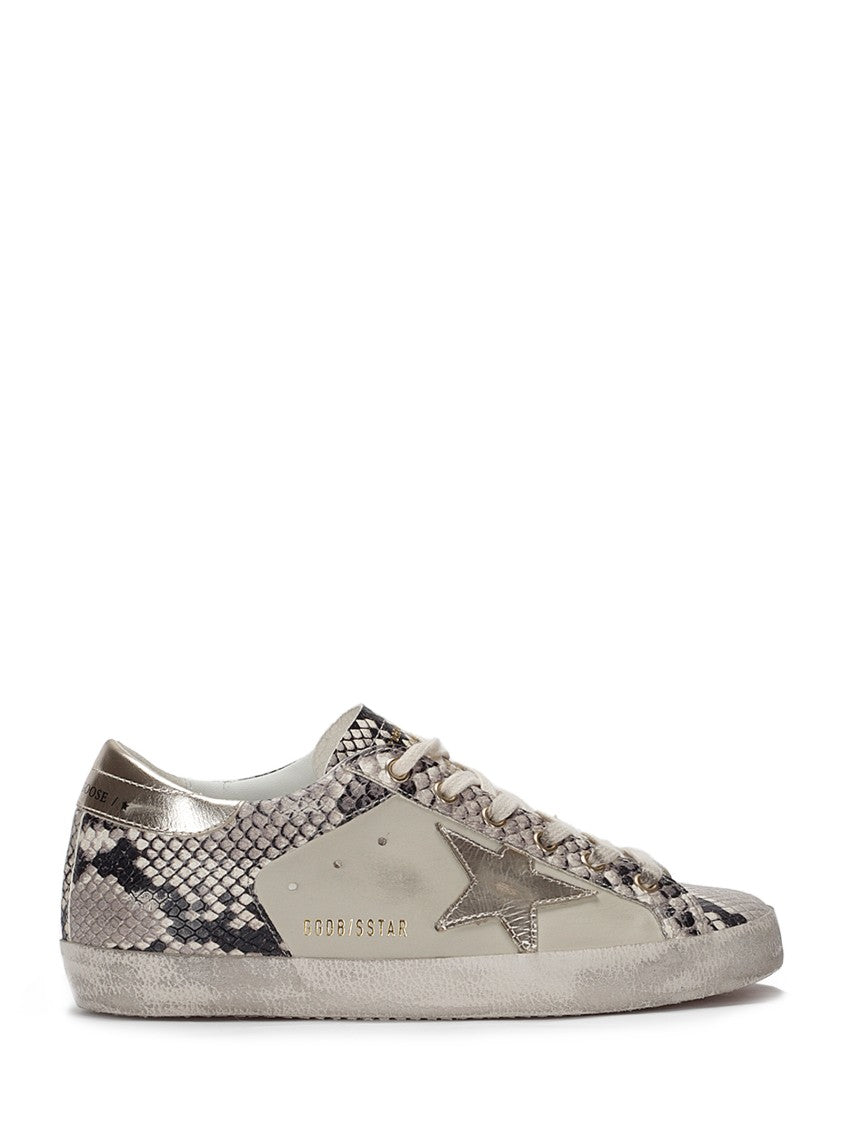 Golden Goose Super Star Leather/Python Print Leather Sneakers