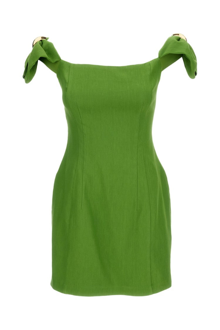 Elisabetta Franchi Green Linen Blend Mini Dress