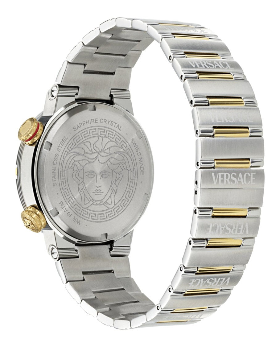 Versace Greca Logo Diver Bracelet Watch With Blue Guilloche Dial