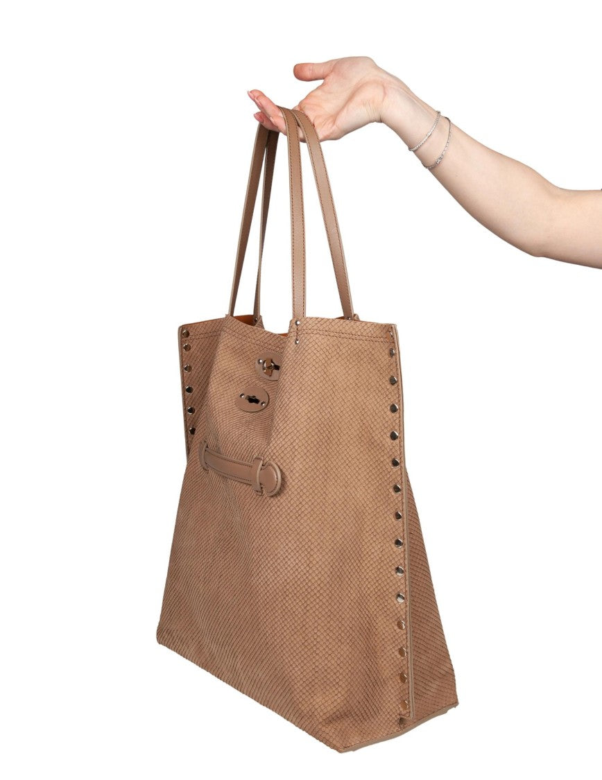 Zanellato Amoretto M Leather Tote Bag, Beige