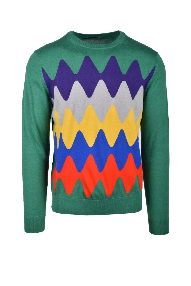 Ballantyne Bold Zigzag Pattern Knitted Sweater