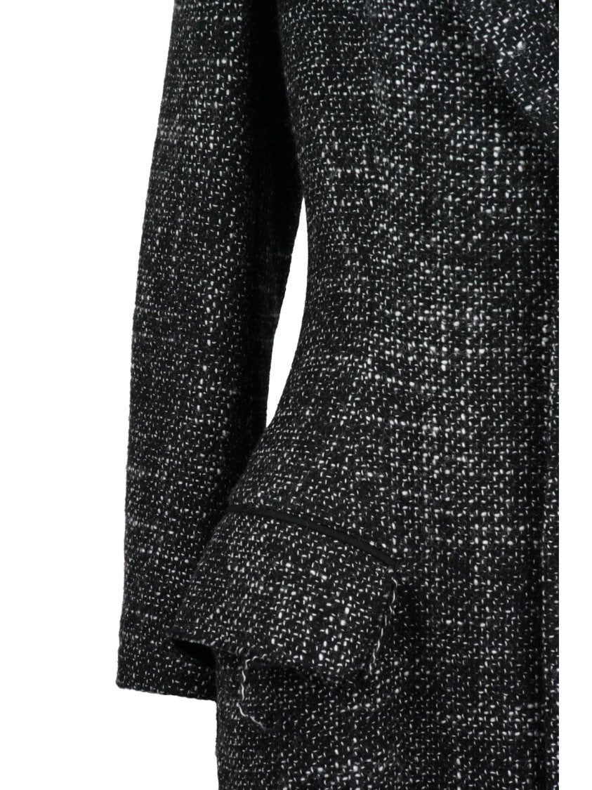 Yohji Yamamoto Textured Long Coat With V-Neckline And Flap Pockets