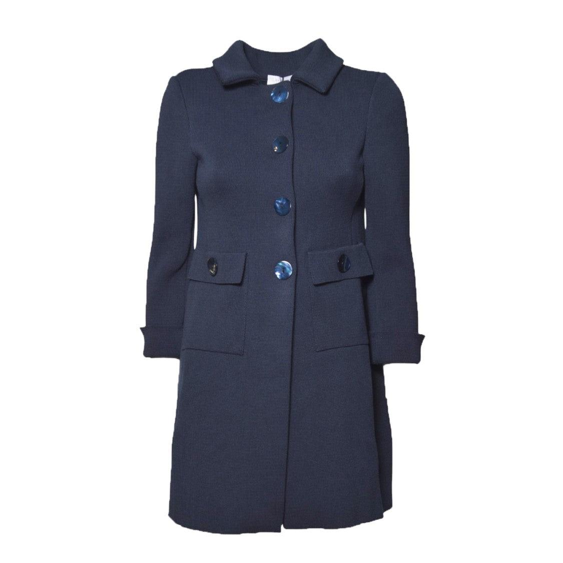 Charlott Short Single-Breasted Cotton Knit Coat In Blue