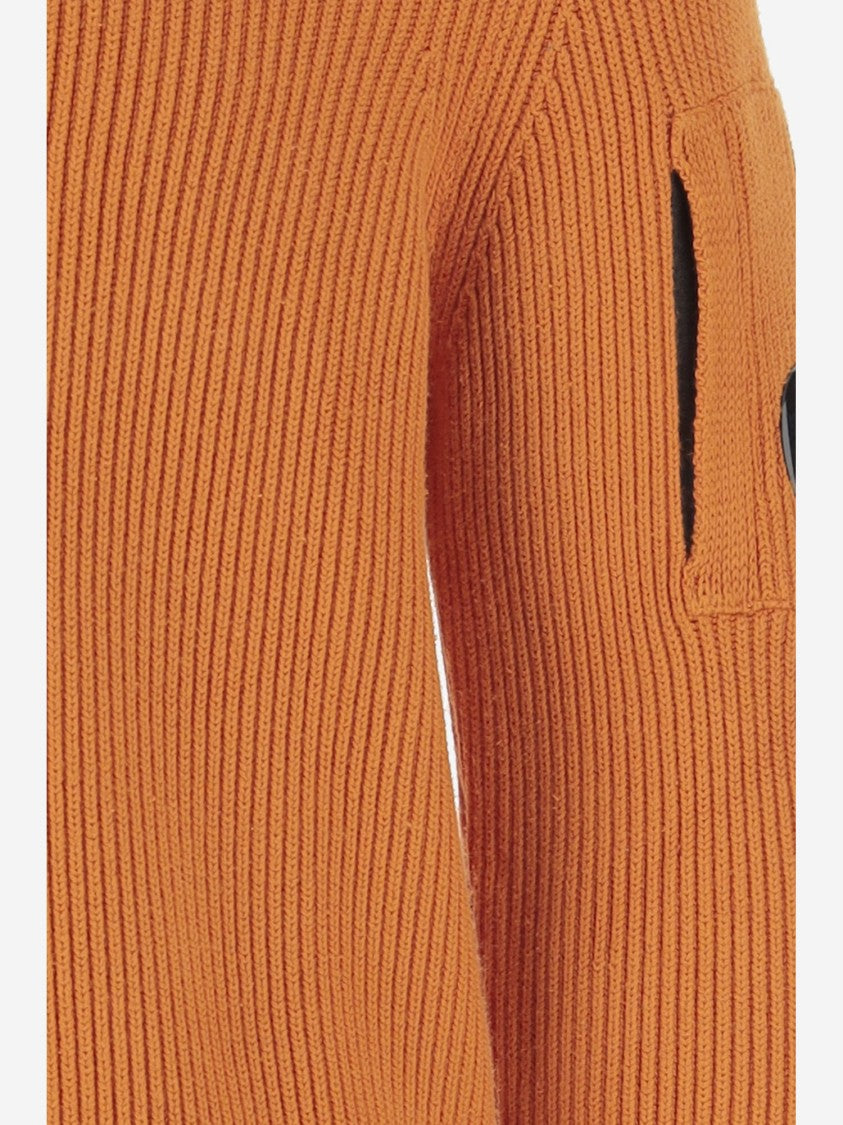 C.P. Company Contemporary Cotton Blend Sweatshirt With Ribbed Knitting And Logo Detail