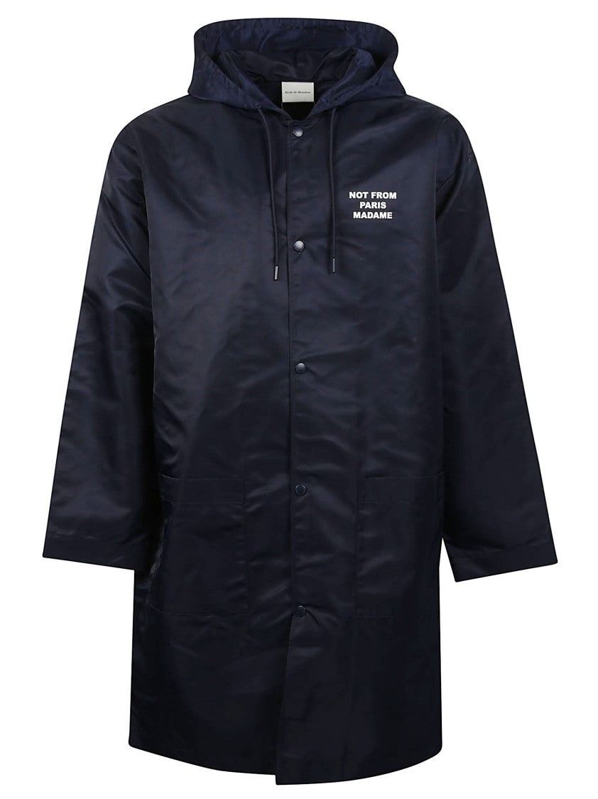 Drôle De Monsieur Navy Slogan Nylon Parka