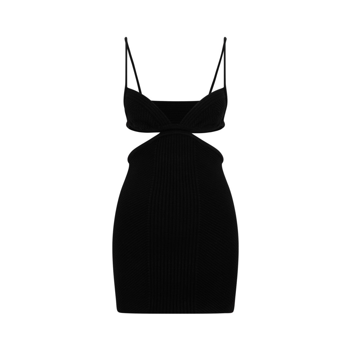 Off-White Black Cut Out Ribbed Mini Dress