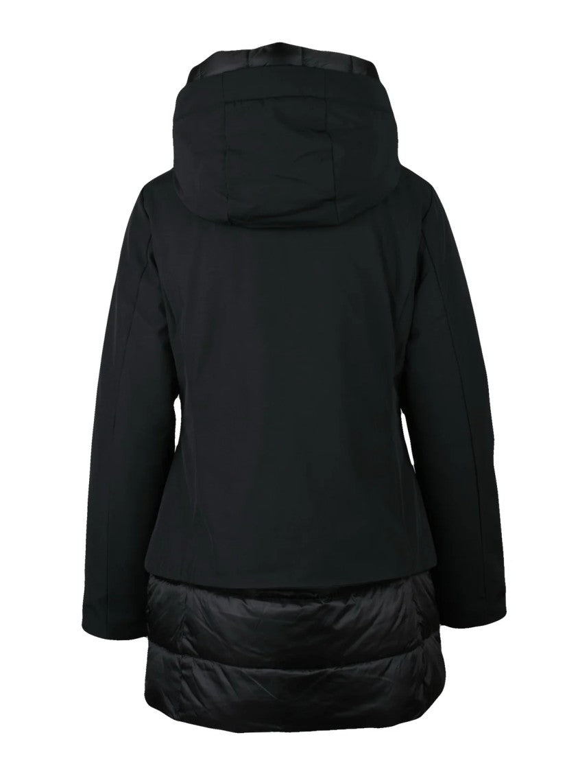 Bomboogie Padded Black Jacket With Combined Closure And Adjustable Hood