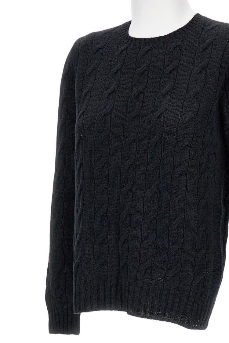 Ralph Lauren Collection Cable-Knit Cashmere Pullover Sweater With Classic Crewneck