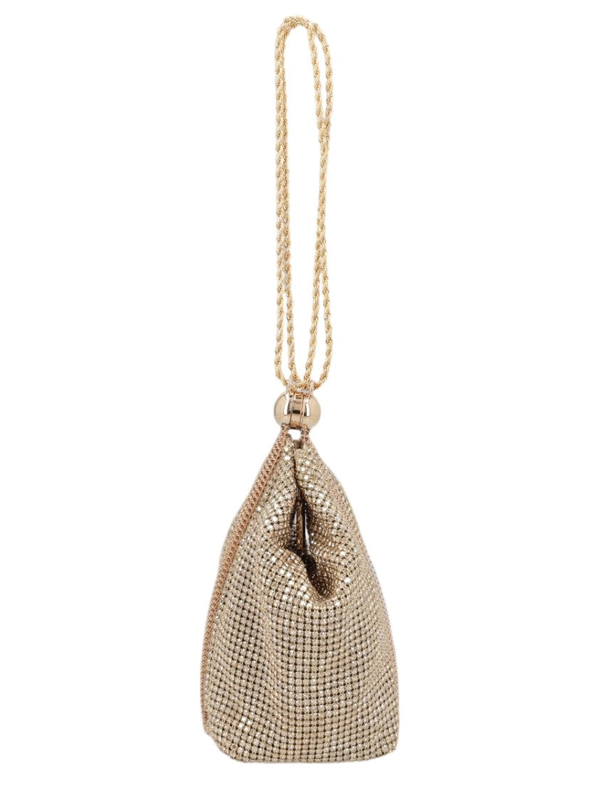 Cult Gaia Soft-Structured Gold Mesh Handbag With Twisted Rope Strap