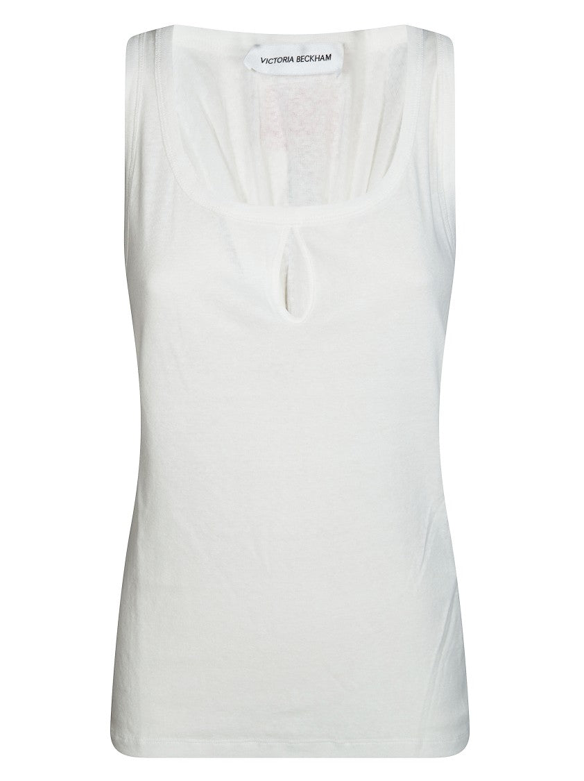 Victoria Beckham Fitted Keyhole Cutout Tank Top