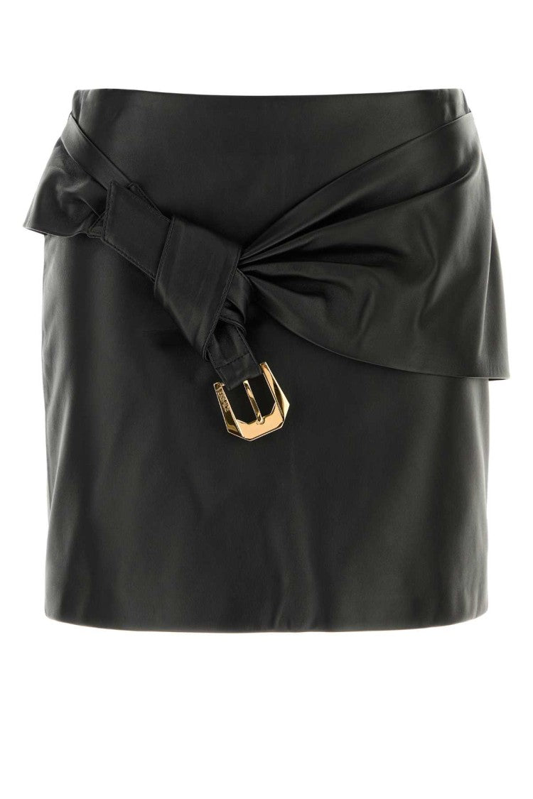 Versace Black Leather Mini Skirt