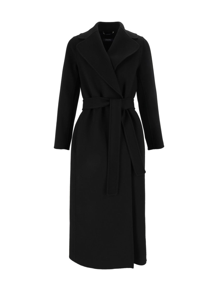 Max Mara Black Poldo Belted Wrap Coat