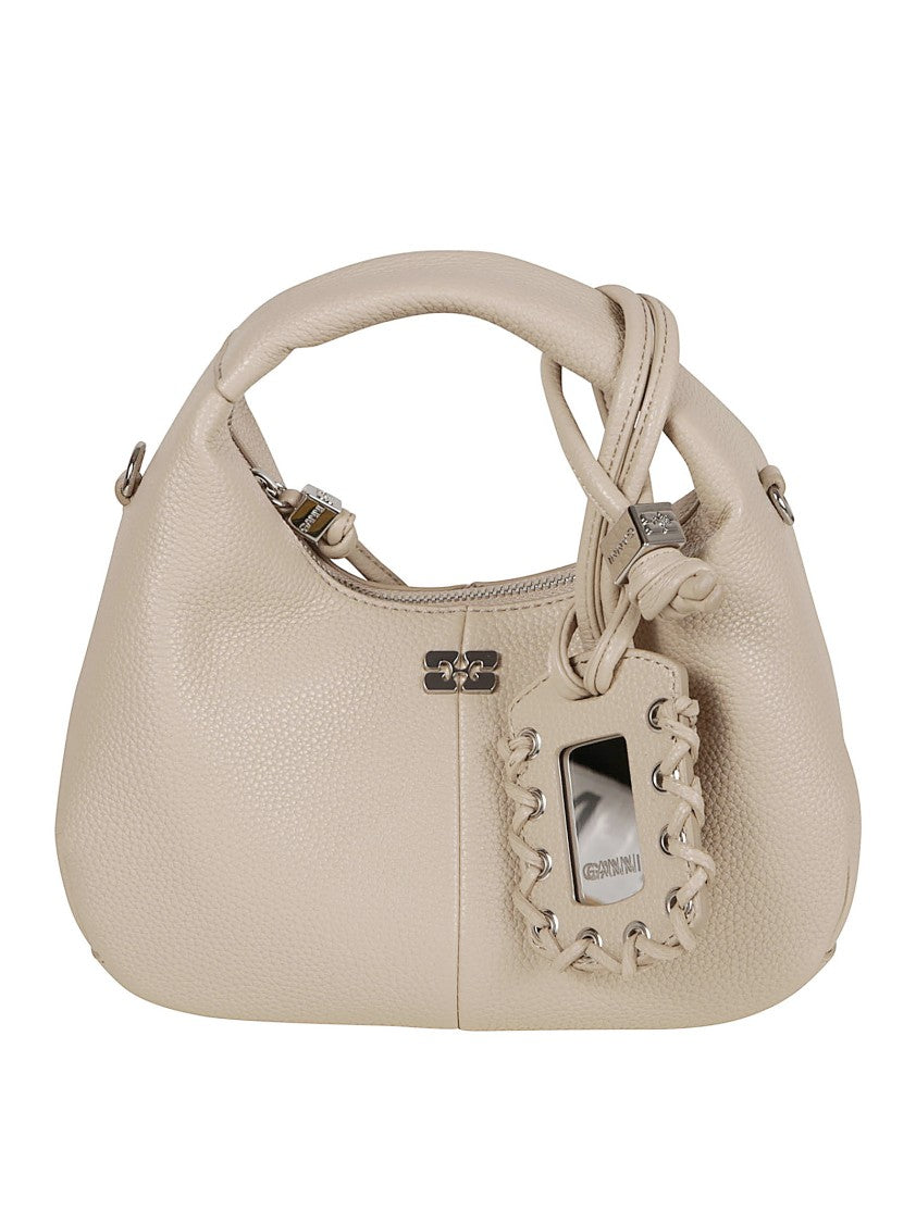 Ganni Beige Synthetic Leather Bag With Hammered Texture