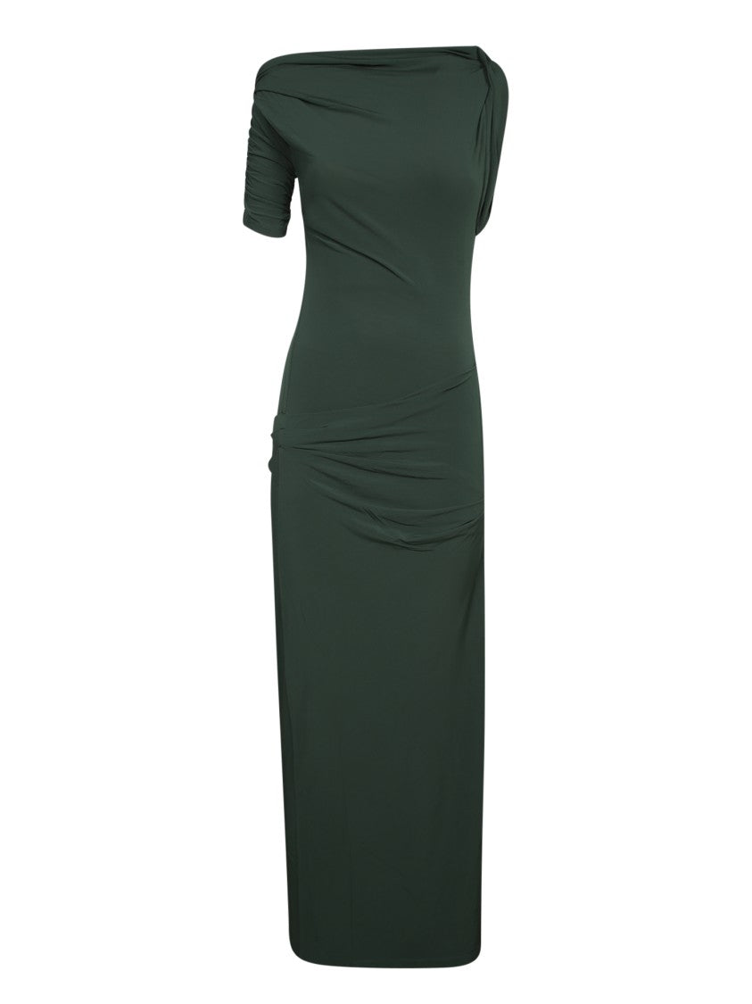 Jacquemus Asymmetric Green Dress With Draped Silhouette