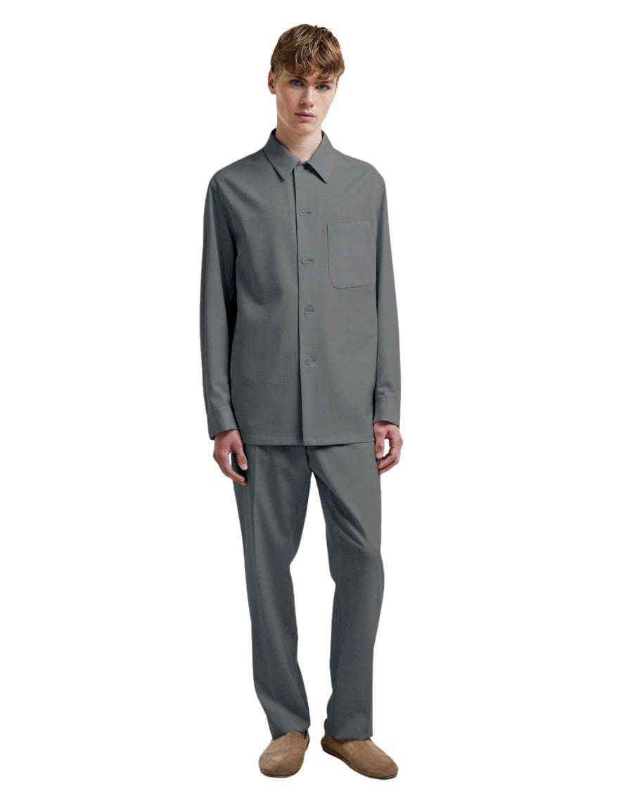 Hevo Lightweight Wool Blend Overshirt With Five-Button Closure