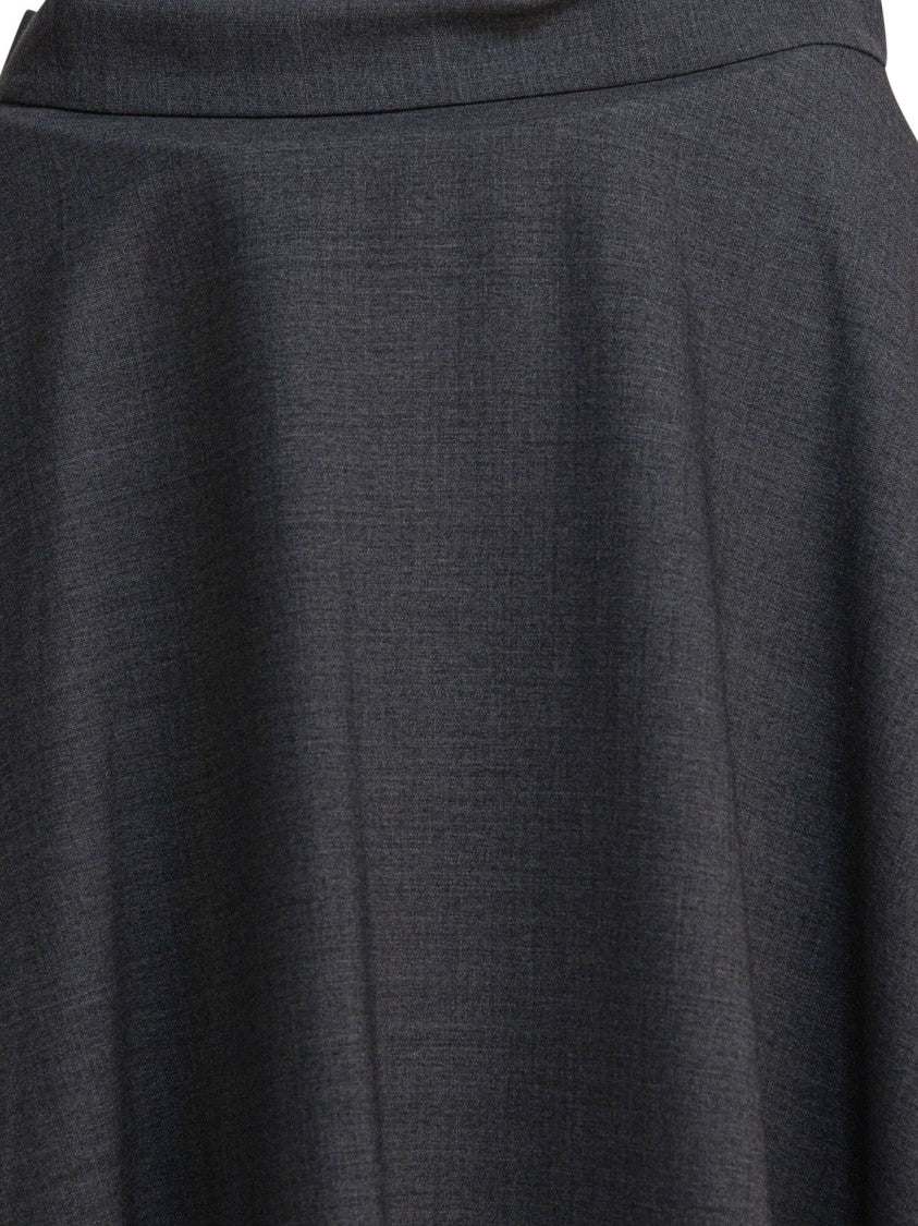 Semper Soft-Silhouette Grey Flared Skirt With Structured Weave