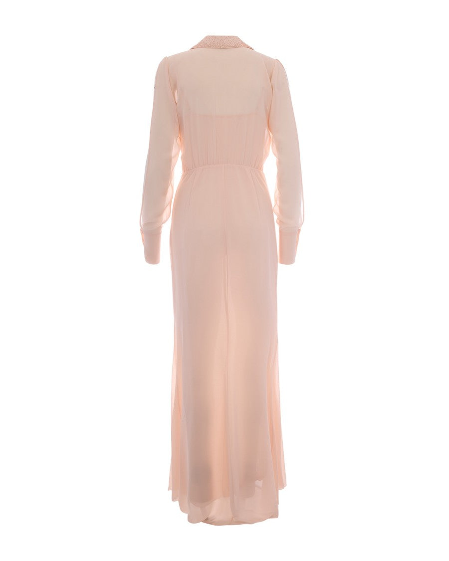 Patrizia Pepe Nude Silky Polyester Midi Dress