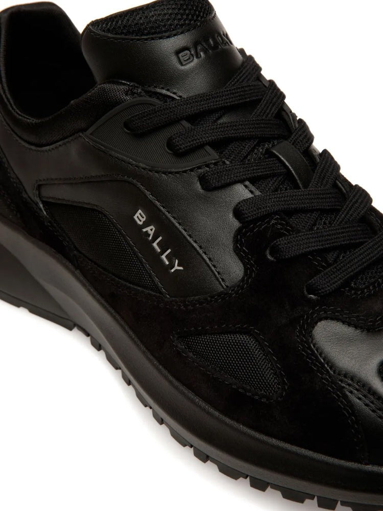 Bally Black Low-Profile Suede Mesh Leather Sneakers