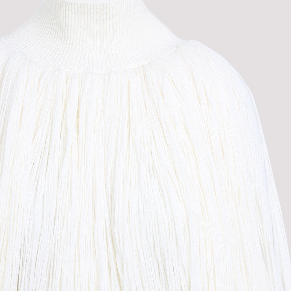 Alaïa White Casse Wool Fringes Jumper