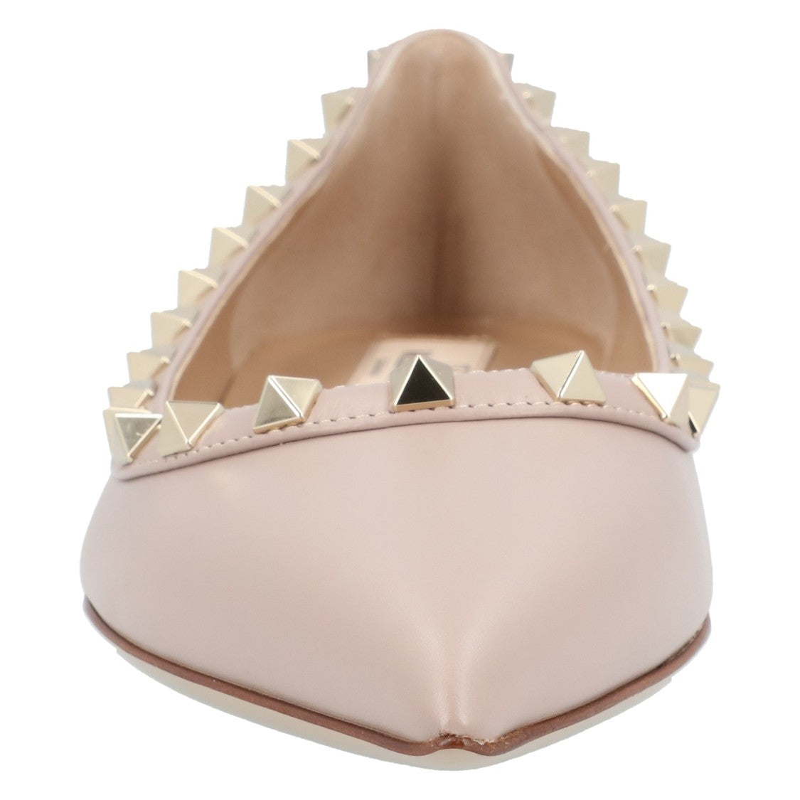 Valentino Pointed Toe Flat Shoes With Gold-Tone Rockstuds