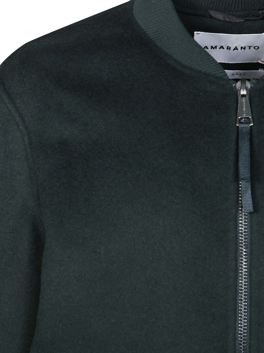 Amaranto Minimalist Ribbed Bomber Jacket