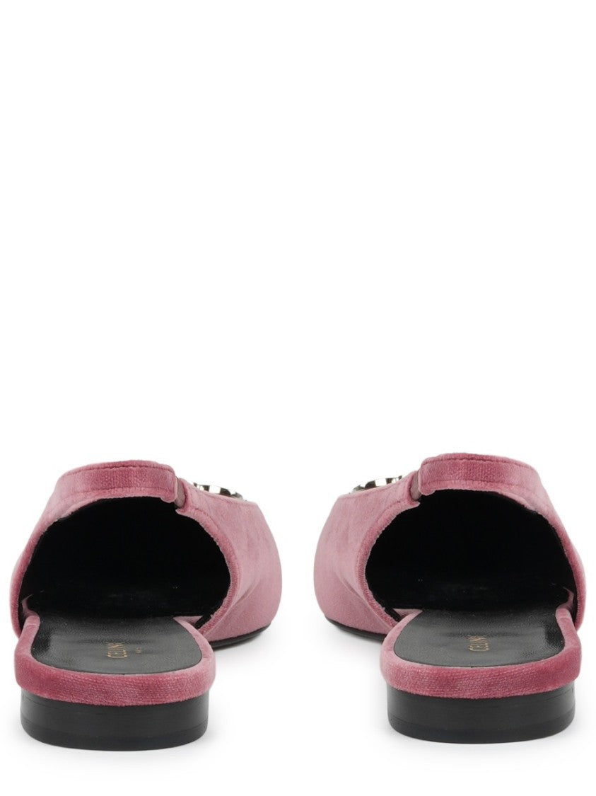 Celine Burgundy Alma Triomphe Velvet Flats