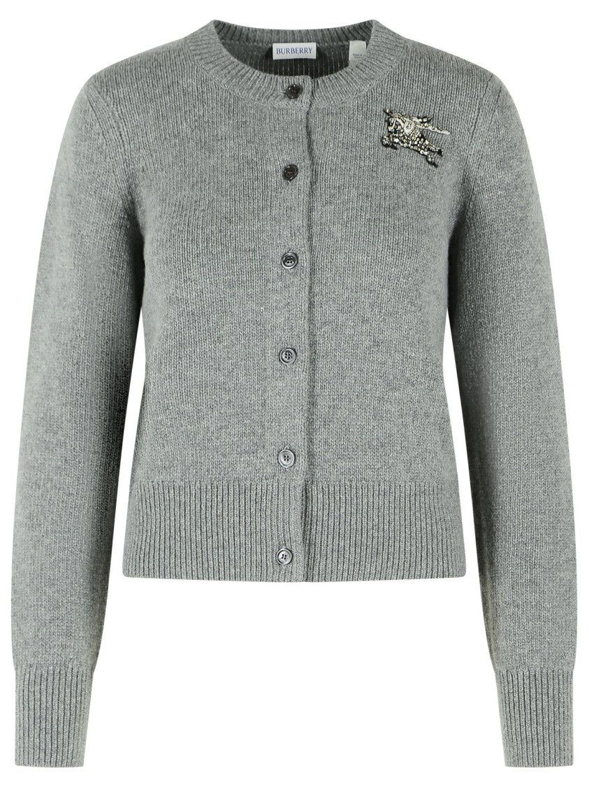 Burberry Grey Sienna Ek Crystal Cashmere-Blend Cardigan