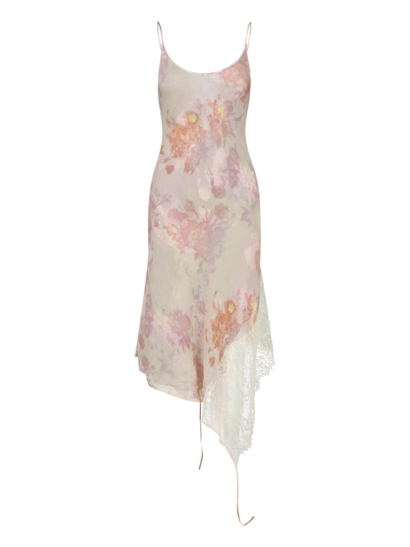 Diesel Asymmetrical Hem Midi Dress With Floral Print