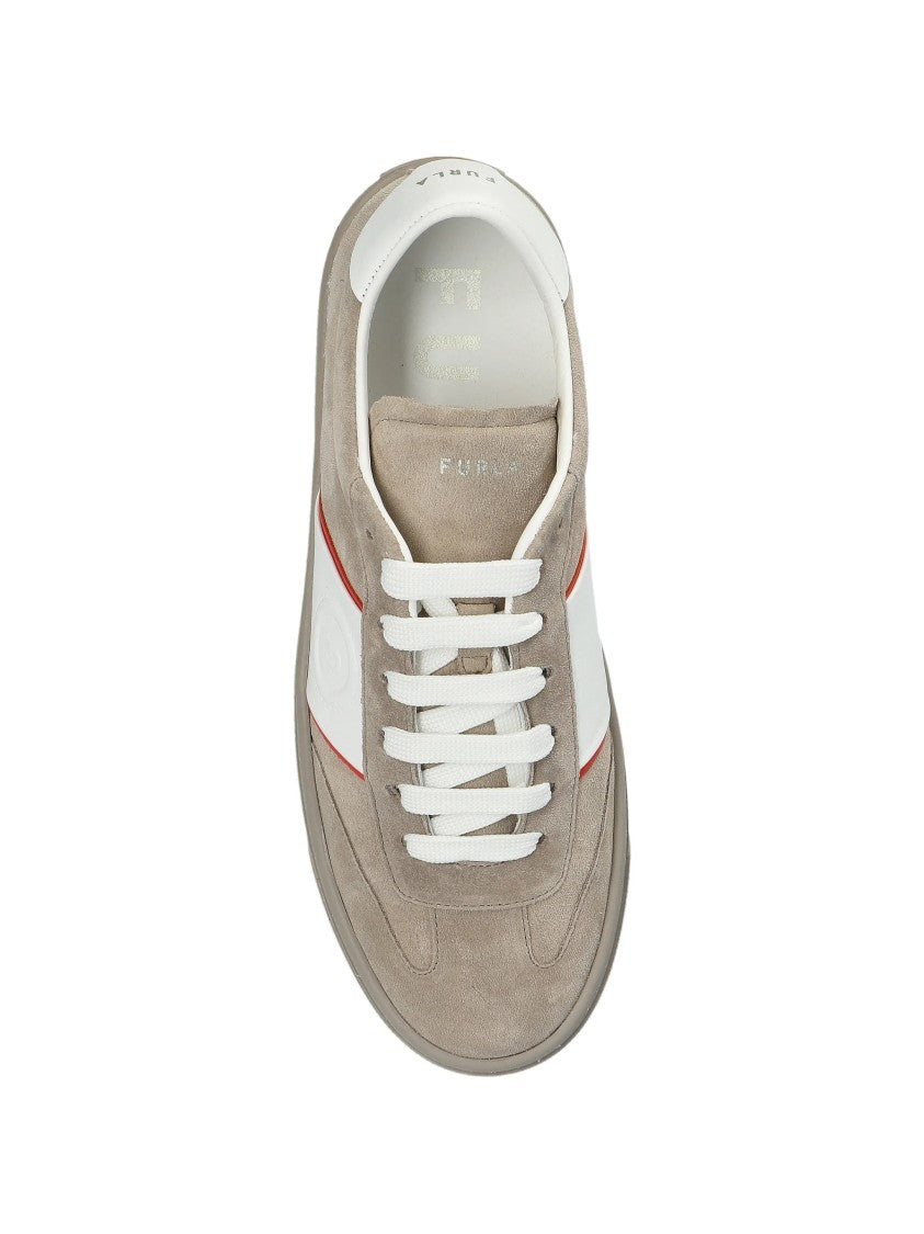 Furla Enjoy Lace Uo Beige Suede Leather Sneakers