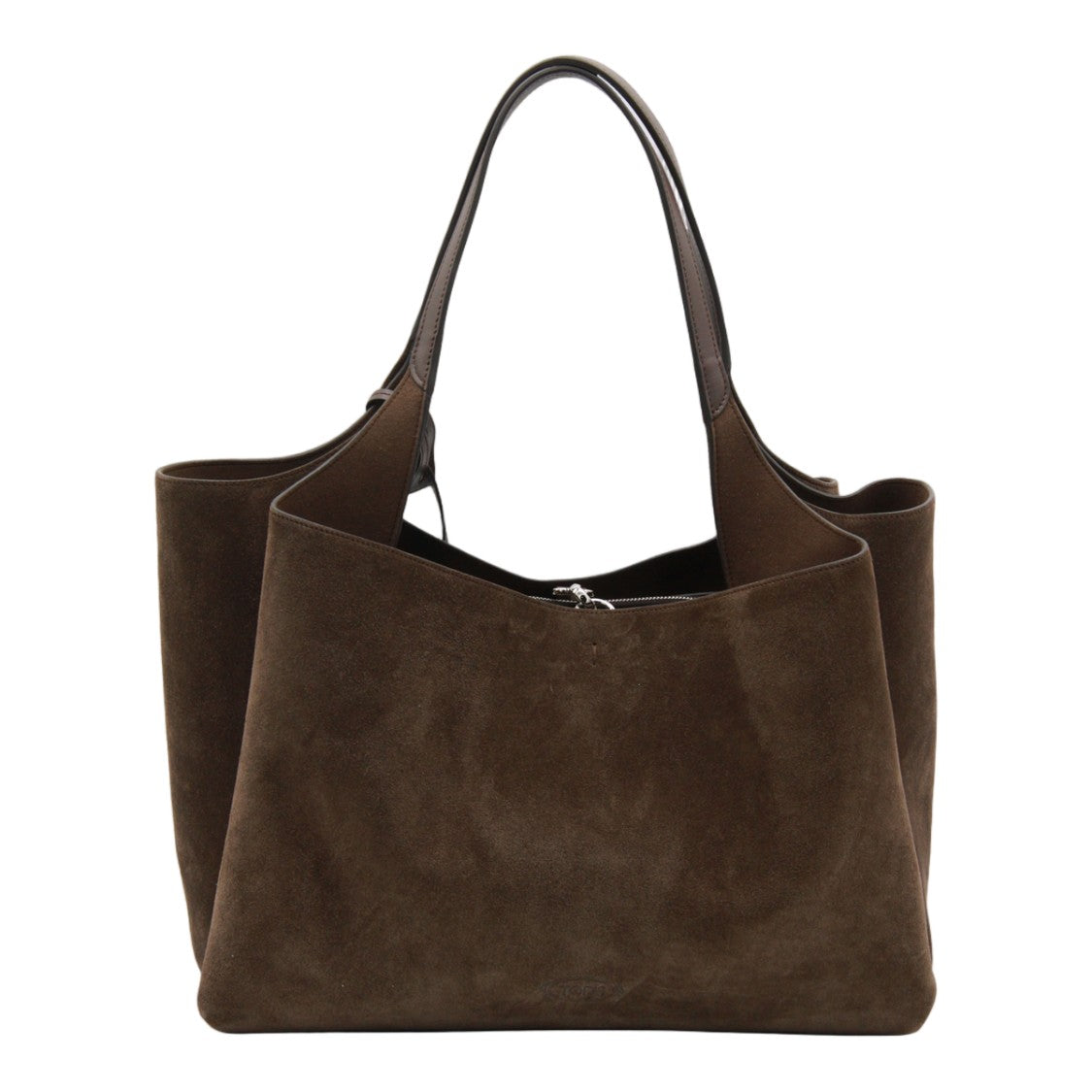 Tod's Deep Brown Suede Tote Bag With Silver-Tone Charm