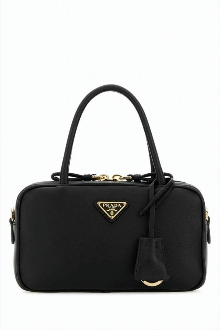 Prada Structured Calf Leather Shoulder Bag With Zip Closure