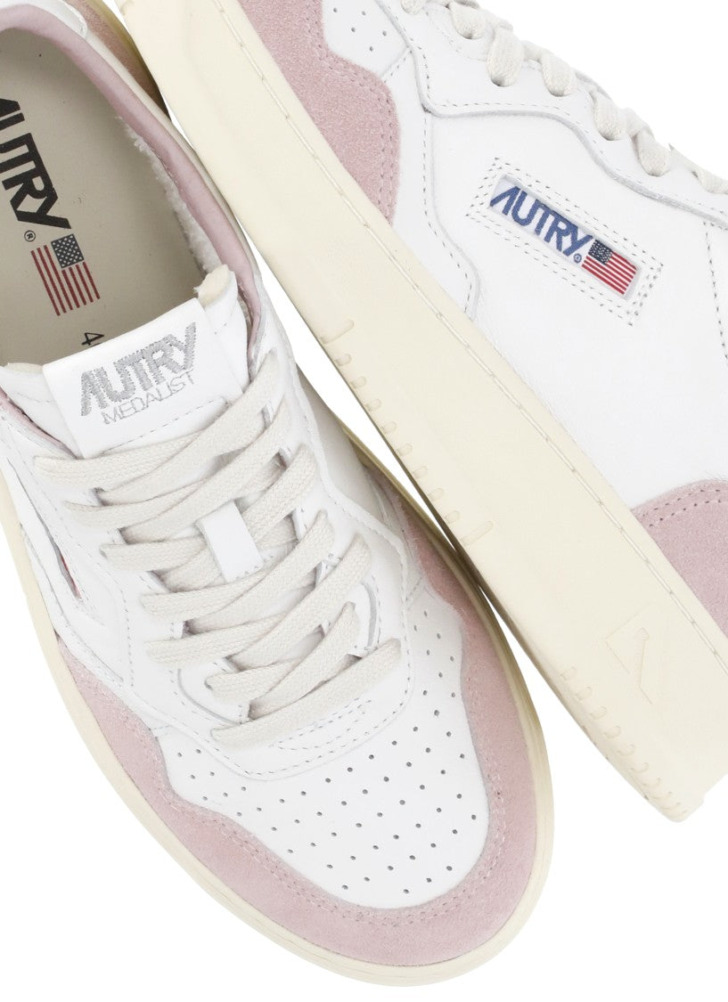 Autry White Leather/Fabric Medalist Low Sneakers