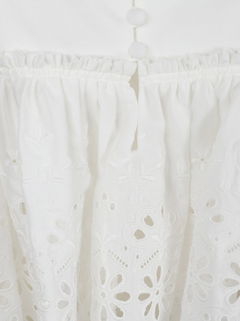 Chloé White Cotton Floral Lace Tank Top
