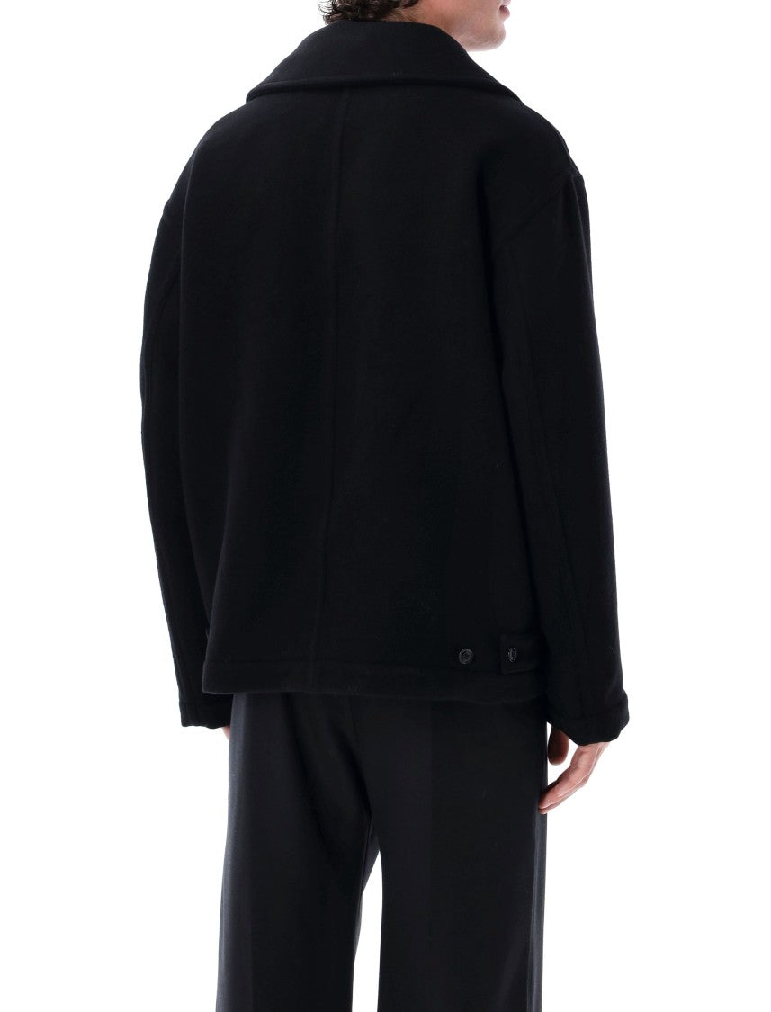 Lemaire Boxy Peacoat In Double-Faced Wool
