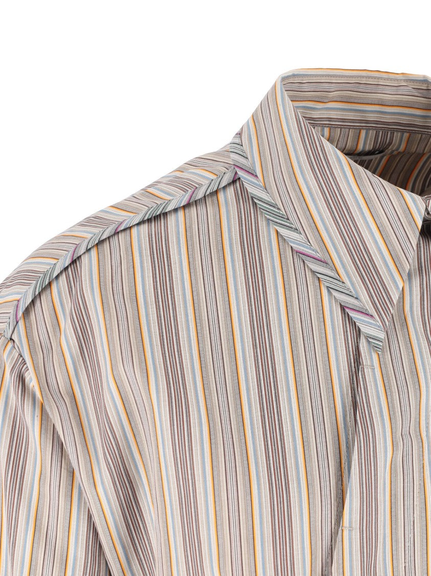 Kiko Kostadinov Beige Striped Diagonal Zip Shirt