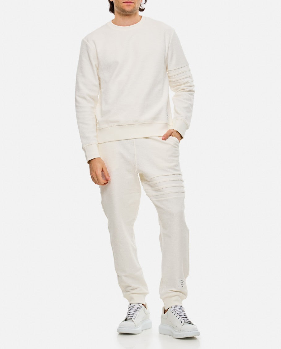 Thom Browne White Sweatpants With Embossed Seams