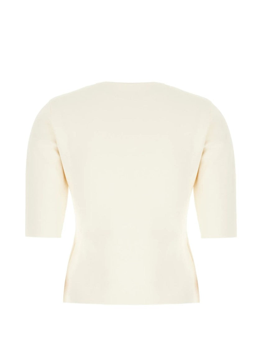 Max Mara Ivory Short Sleeves Knit Sweater