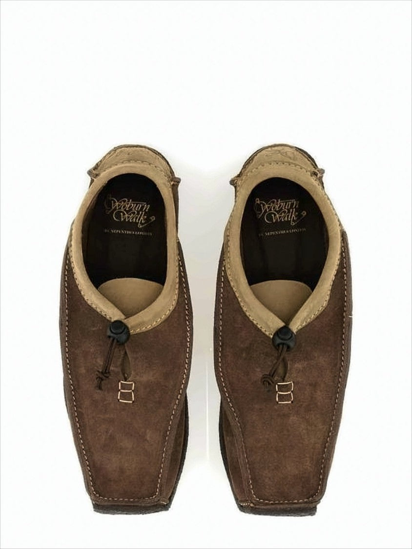 Woburn Walk Moccasin-Style Brown Suede Loafers With Toggle Lace Detail