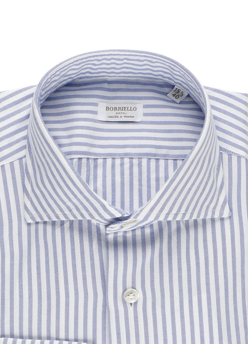 Borriello Blue Striped Cotton Casual Shirt